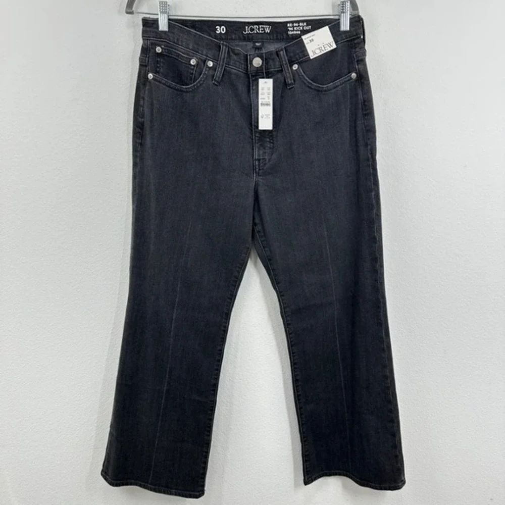 J. Crew Womens Size 30 High Rise Cropped NWT '96 Kick Out Jeans Black Wash Denim